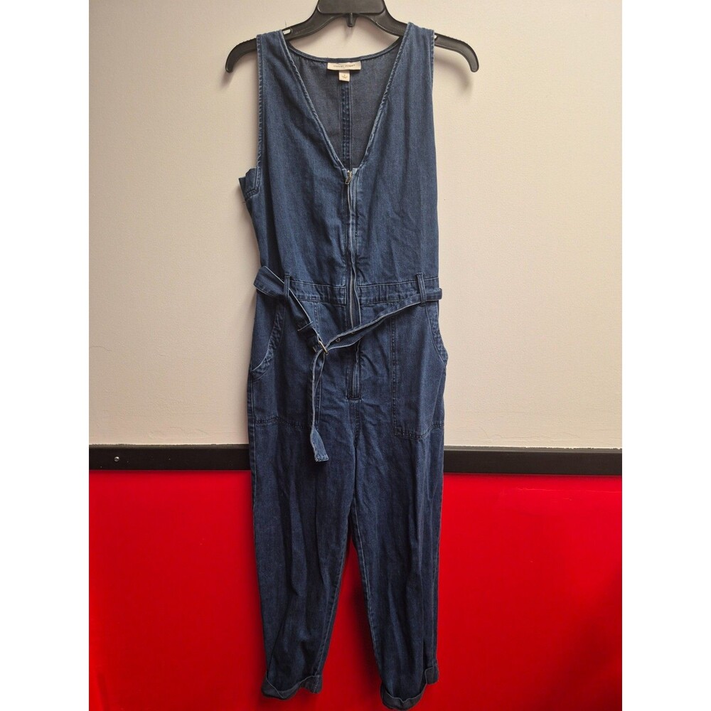 Rachel Comey Target Denim Jumpsuit Size 4 Blue Zip Tank Crop Belted Cuffed